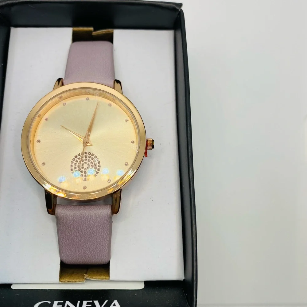 Watch Geneva light mauve band & gold face!